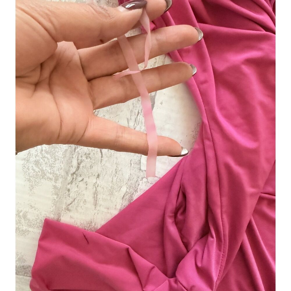NOS Wet Seal Y2K VTG Pink Plunge Cowl Ruched Glam Clubwear Party Halter Top XL - Picture 8 of 8